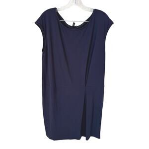 Eileen Fisher Pin Tuck Cap Sleeve Shift Dress Size Large